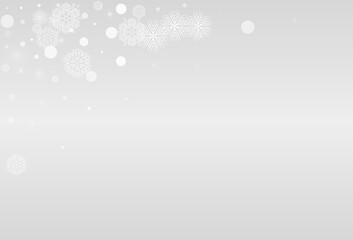 Silver Snowfall Vector Grey Background. Sky Snow