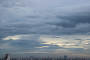 Fototapeta premium dark blue cloud with white light sky background and midnight evening time 