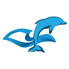 dolphin and blue ocean waves