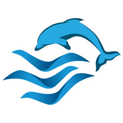 dolphin and blue ocean waves