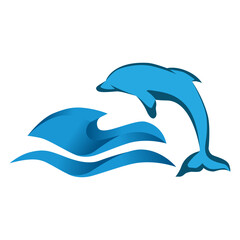 dolphin and blue ocean waves