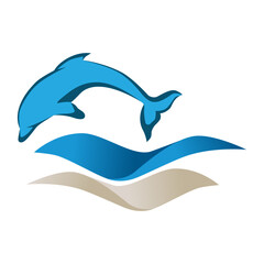 dolphin and blue ocean waves