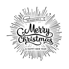 Merry Christmas vector text Calligraphic Lettering design card template