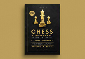 Black and Gold Chess Tournament Event Flyer