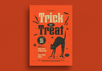 Retro Halloween Trick or Treat Event Flyer