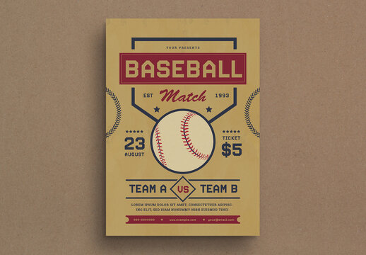 Retro Baseball Match Flyer