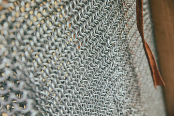  Steel chain mail at the Viking Festival in Denmark close-up