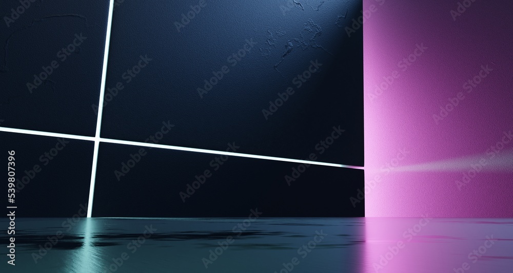 Poster metalli empty space background.3D rendering technology background