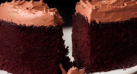 chocolate cake, a sweet and sugary food, yummy and fatty dessert