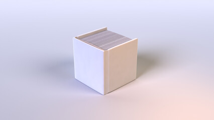 3d render of a white cube book. mockup 