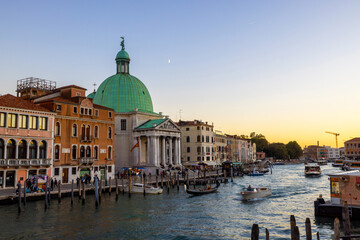 Fototapeta na wymiar Venice Grand Canal with Blue Dome and Moon