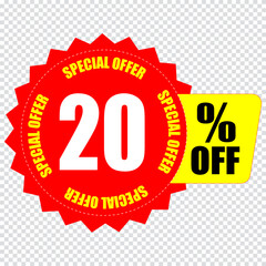 20 percent discount sign icon. Sale symbol. Special offer label