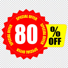 80 percent discount sign icon. Sale symbol. Special offer label