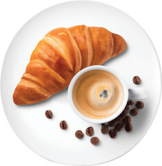 Breakfast dessert meal with cup of tea and coffee bean tasty, delicious food