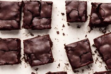 chocolate brownies, a sweet and sugary snack, high calorie food