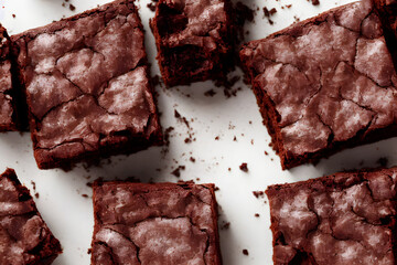 chocolate brownies, a sweet and sugary snack, high calorie food