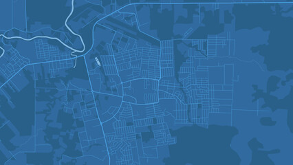 Fototapeta premium Detailed vector map poster of Belmopan city, linear print map. Blue skyline urban panorama.