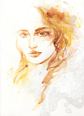 beautiful woman. beauty fashion illustration. watercolor painting