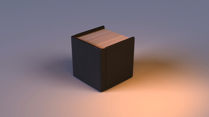 3d render of a black cube book. mockup 