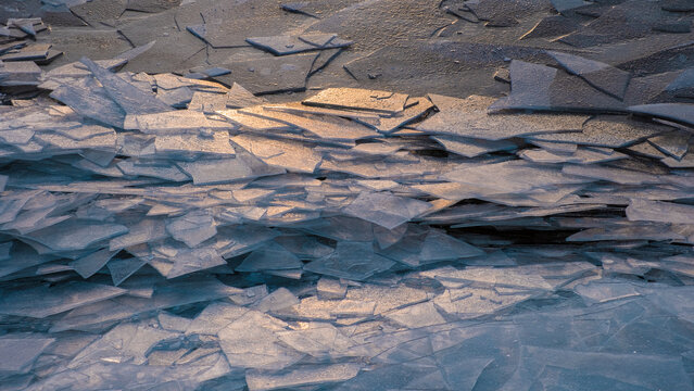 A Blue Crushed Ice Pattern Background. Close Up.