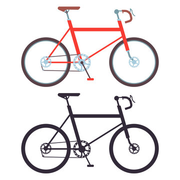 Racer bike vector illustration and silhouette icon isolated on a white background.