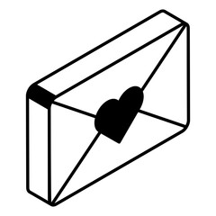Heart in a box, line icon of surprise