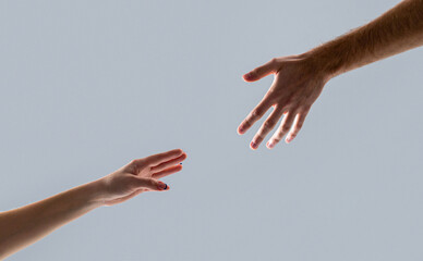 Helping hand concept and international day of peace, support. Helping hand outstretched, isolated...