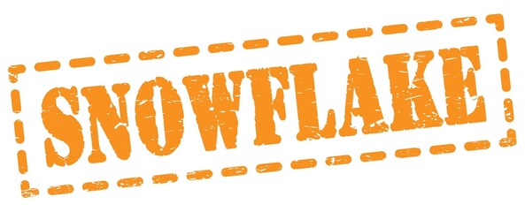 SNOWFLAKE text written on orange stamp sign.
