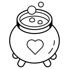 Cauldron also known as halloween food, line icon 