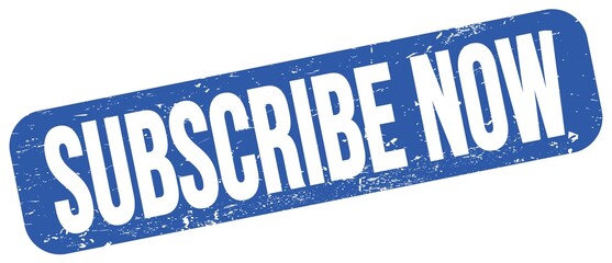 SUBSCRIBE NOW text on blue grungy stamp sign.