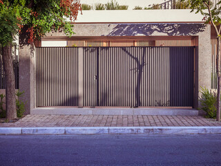 Pedestrian and car entrance to a modern residence, northern suburbs of Athens, Greece.