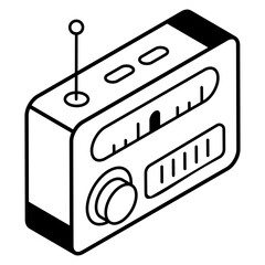 A radio set isometric line icon