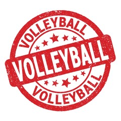 VOLLEYBALL text written on red round stamp sign.