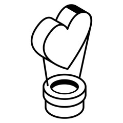 Heart in a box, line icon of surprise