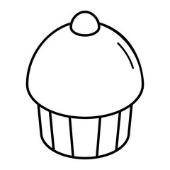 Modern isometric line icon of a cupcake