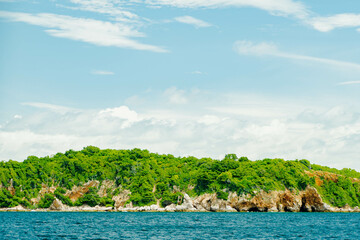 Nature of beach with sky, wide paradise background with colorful, Kohlarn island , Pattaya , Thailand