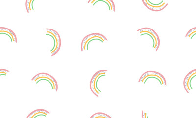 Cute rainbow in pastel colors seamless pattern background.  Illustration