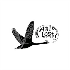 illustration of a goose muttering am I lost - obrazy, fototapety, plakaty