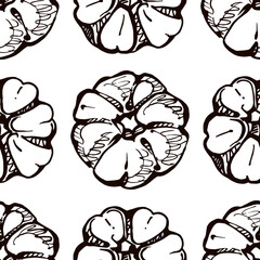 Autumn seamless pattern with hand drawn pumpkins. Suitable for packaging, wrappers, fabric design. PNG illustration