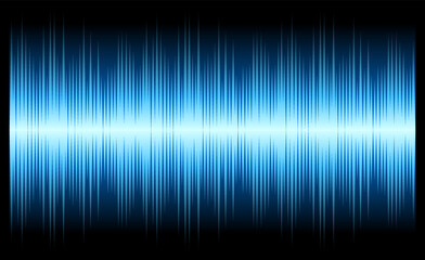 Sound wave lines blue background. Abstract neon illuminated music wave vector illustration 