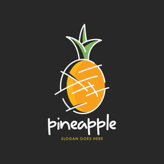 Pineapple Logo Design Concept for Business and Branding. Fresh Fruit Logo Template Vector. Pineapple Logo Template