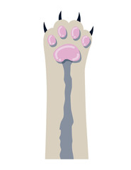 Cat paw. Cute cartoon domestic animal foot isolated on white background. Furry kitten paw. Footprint icon
