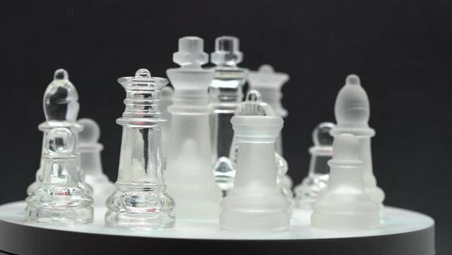 chess pieces made of glass