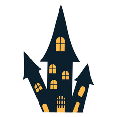 Halloween House,  Mysterious Castle, dark house with windows