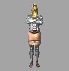 King Nebuchadnezzar's Dream Statue (Daniel's Prophecies) Front View 3D Illustration - obrazy, fototapety, plakaty