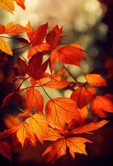 Naklejka na ściany i meble Autumn leaves in the forest