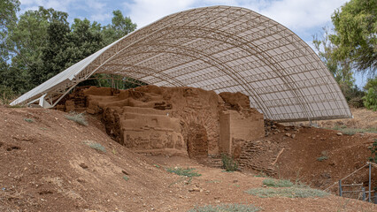 The ancient structure from the Canaanite period, known as Abraham's Gate [or Canaanite Gate] bulte...