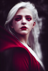 Portrait of a vampire with white hair