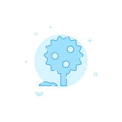 Apple tree vector icon. Flat illustration. Filled line style. Blue monochrome design. Editable stroke. Adjust line weight.