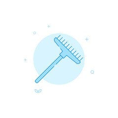 Garden rakes vector icon. Flat illustration. Filled line style. Blue monochrome design. Editable stroke. Adjust line weight.